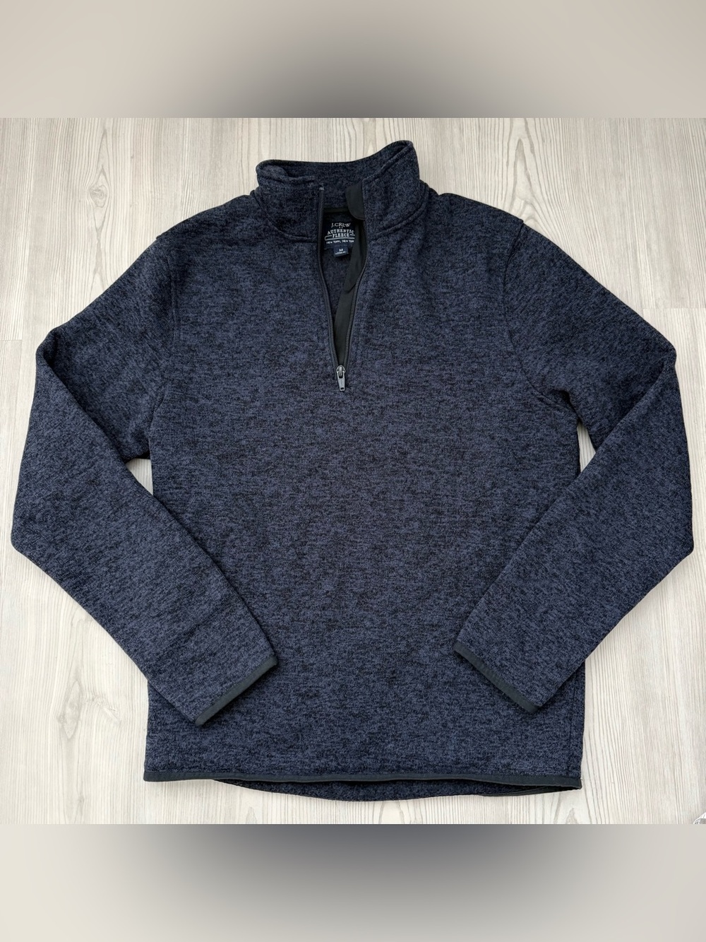 J.Crew Men's Authentic Fleece Marled Quarter-Zip Pullover Sweater Navy Size M